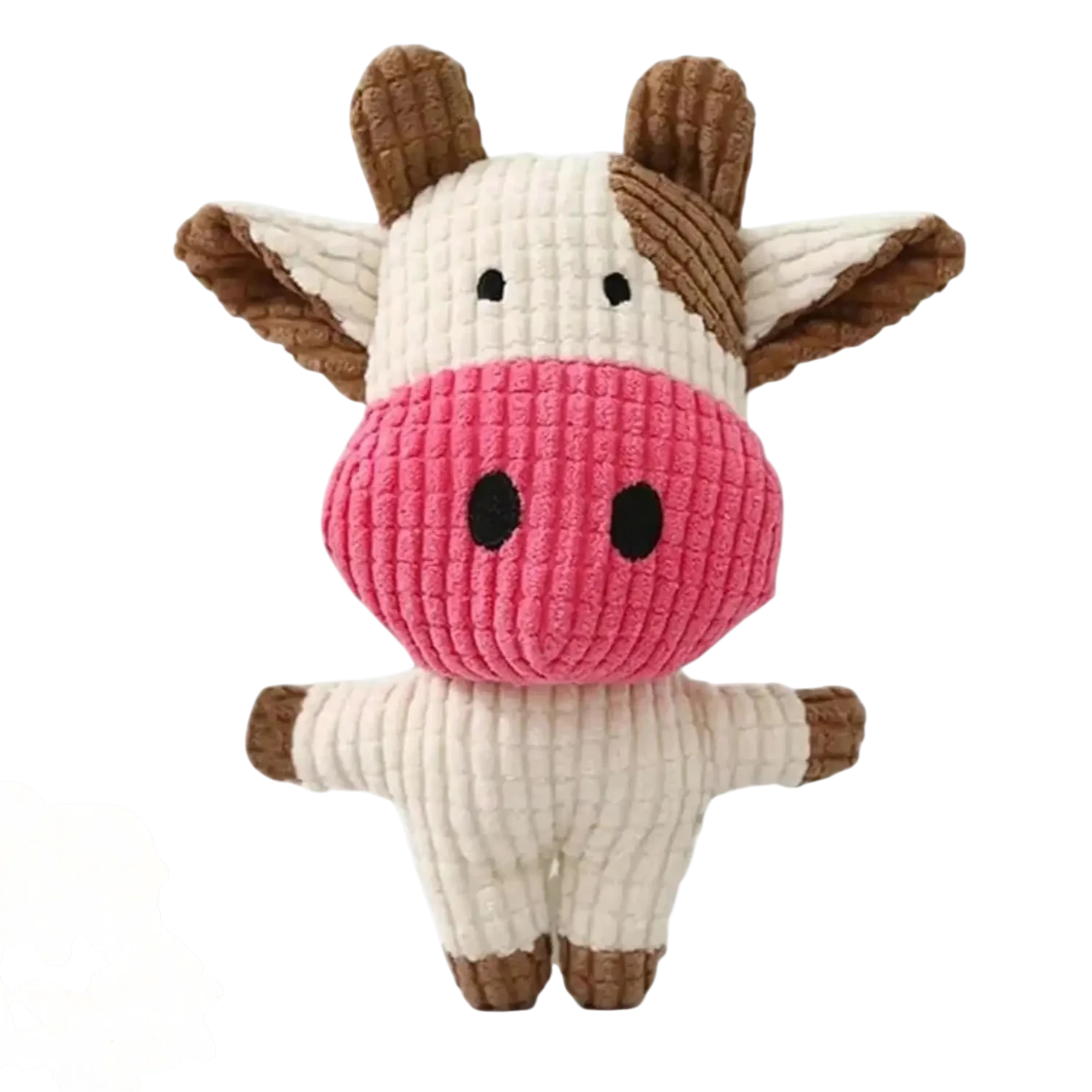 Corduroy Cow Squeaky Dog Toy