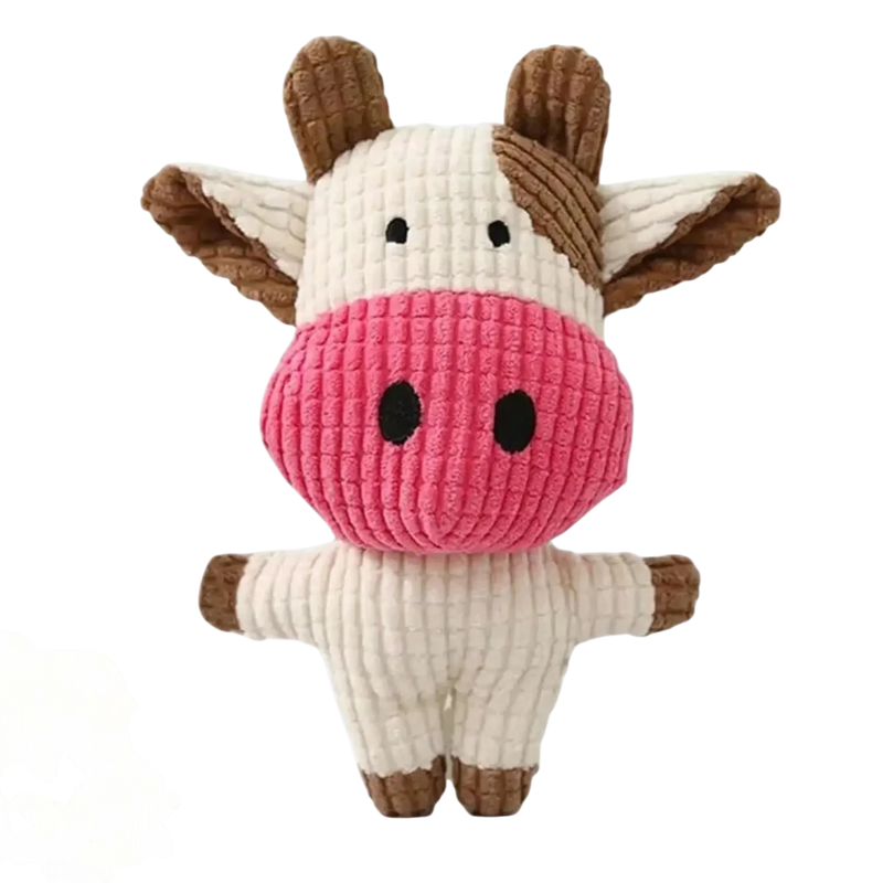 Corduroy Cow Squeaky Dog Toy
